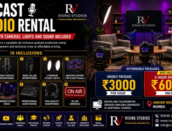 Affordable Podcast Space in Mumbai with 3 Sony Cameras & Lighting Setup